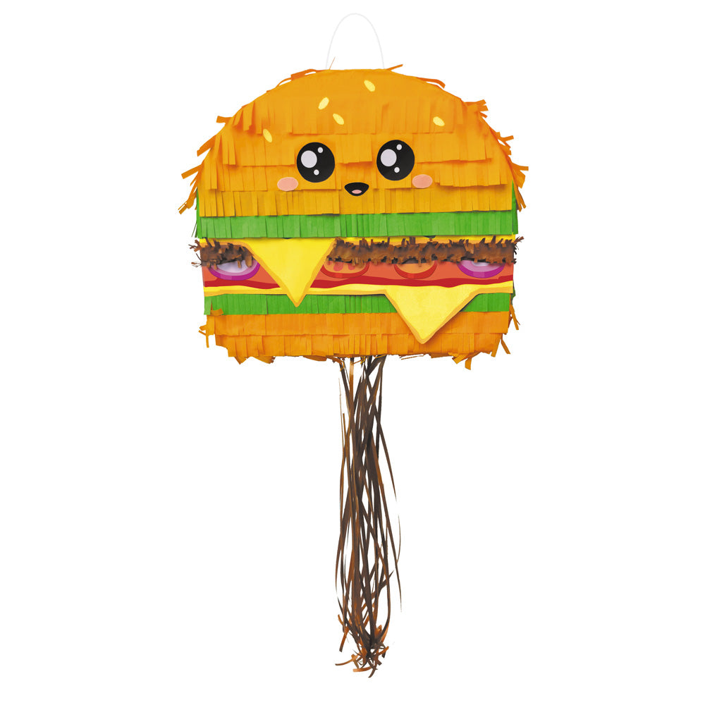Piñata Hamburger - double usage : ficelles ou bâton