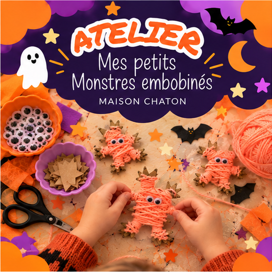 Atelier créatif - mes petites Monstres Embobinés - Activité Halloween enfant Paris 9 -