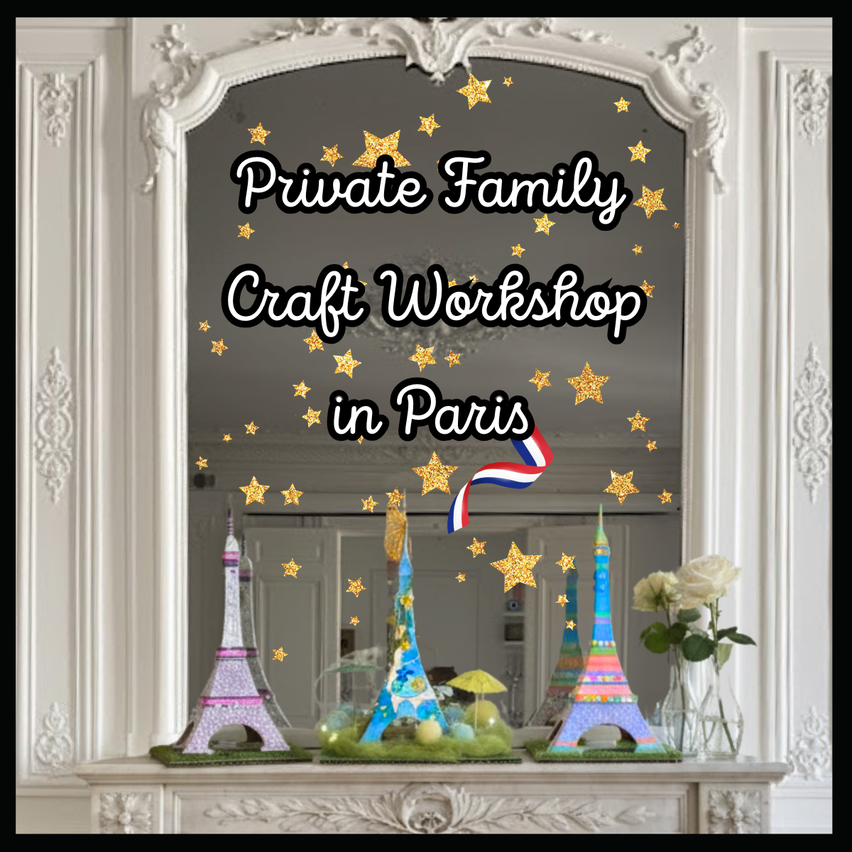 Child customizing a mini Eiffel Tower during private workshop in Paris