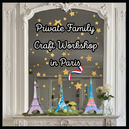 Child customizing a mini Eiffel Tower during private workshop in Paris