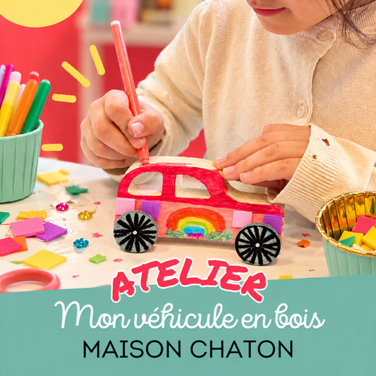 Atelier créatif - mon Véhicule en bois - Activité enfant Paris 9 -