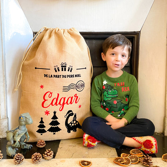 La Hotte Dinosaure - Grande Hotte de Noël Personnalisée